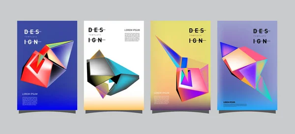 Poster Géométrique Coloré Design Couverture Gradients Géométriques Minimaux Arrière Plans — Image vectorielle