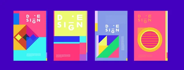 Minimalistische Vektorabdeckungen Designset Kühle Geometrische Verlaufsformen Futuristische Plakatvorlage — Stockvektor