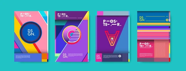 Cartel Geométrico Colorido Diseño Cubierta Patrón Geométrico Mínimo Gradientes Fondos — Archivo Imágenes Vectoriales