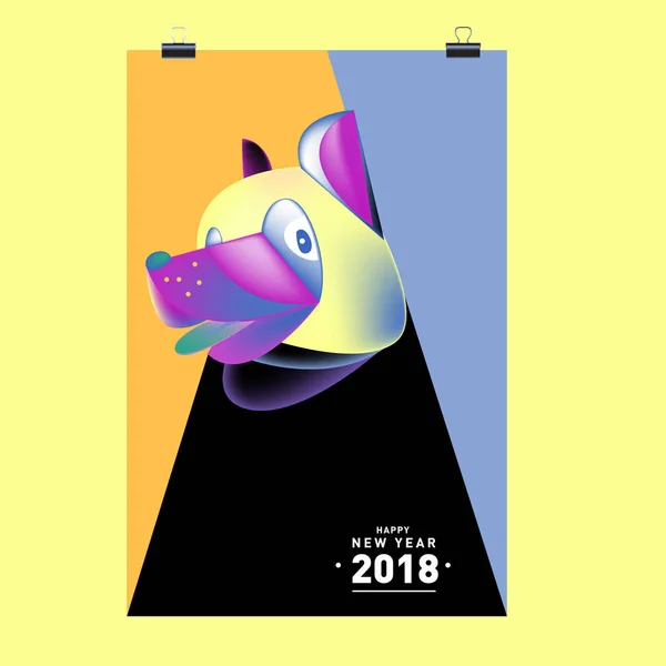 Ano Novo Chinês 2018 Cartão Vetor Festivo Design Com Cão —  Vetores de Stock