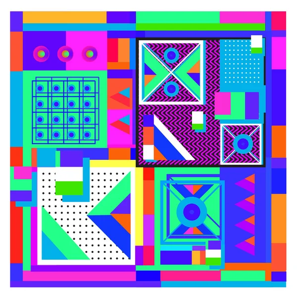 Trendy geometrik öğeleri memphis tasarımı renkli ve parlak. Retro 90s doku, desen ve öğeleri tarzı. Modern arka plan tasarımı ve kapak şablonu