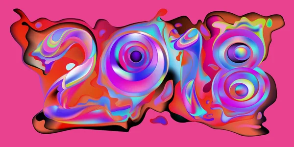 2018 Año Nuevo Fondo Colorido Elemento Diseño Pintura Acrílica Para — Vector de stock