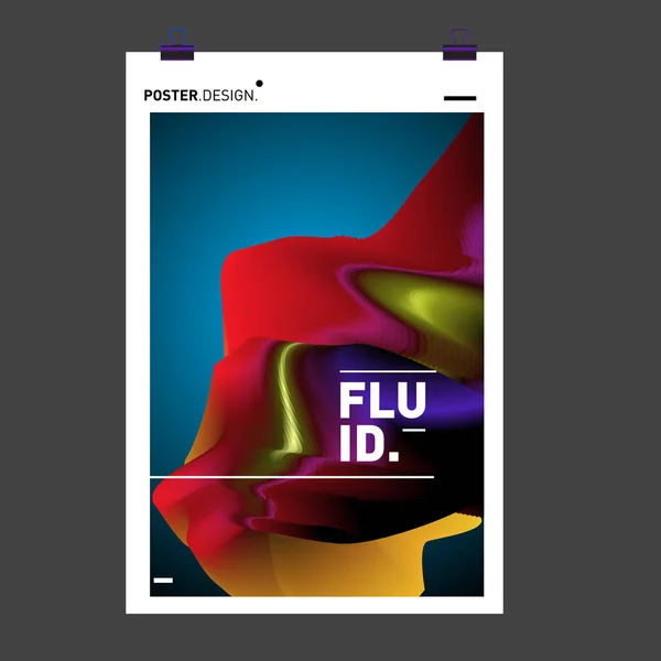 Kleurrijke Abstracte Vloeibare Vloeiende Poster Cover Design Minimale Geometrische Patroon — Stockvector