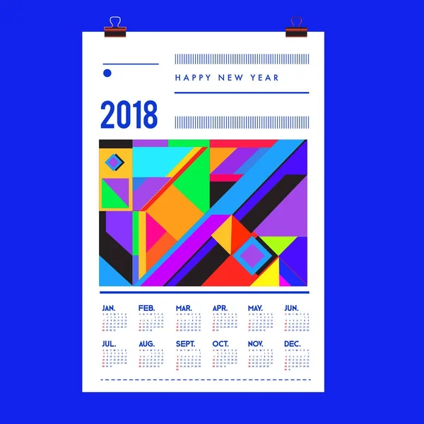 Ano Novo 2018 Modelo Capa Calendário Calendário Design Pôster Com —  Vetores de Stock