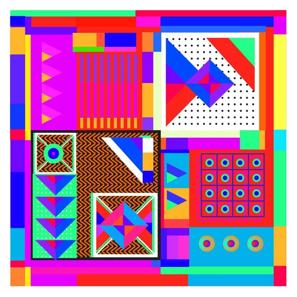 Trendy geometrik öğeleri memphis tasarımı renkli ve parlak. Retro 90s doku, desen ve öğeleri tarzı. Modern arka plan tasarımı ve kapak şablonu