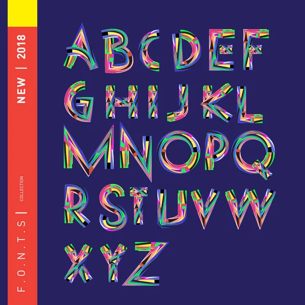 Vettore Alfabeto Colorato Caratteri Unici Modello Disegno Illustrazione Tipografia Poster — Vettoriale Stock