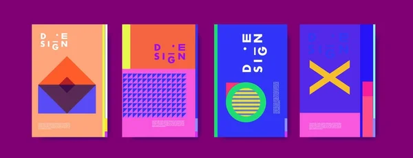 Minimalistická Vector Zahrnuje Design Set Cool Přechody Geometrické Obrazce Futuristické — Stockový vektor