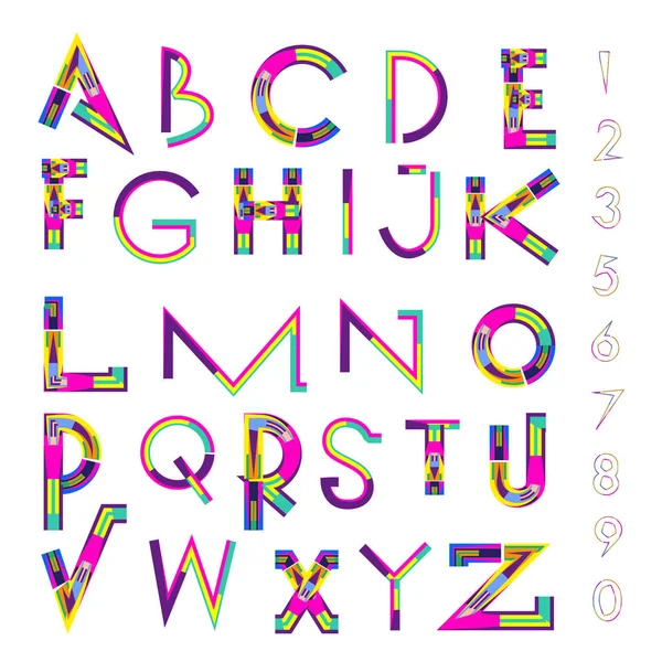 Vektör renkli alfabesi. Tasarım ve çizim şablonu için benzersiz yazı tipleri. Tipografi için poster ve başlık yayını.