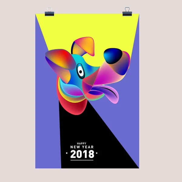 Китайський Новий Рік 2018 Святковому Векторні Карти Дизайну Милий Пес — стоковий вектор
