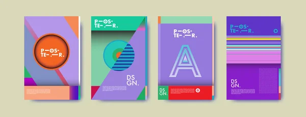 Buntes Geometrisches Plakat Und Coverdesign Minimale Geometrische Musterverläufe Hintergründe — Stockvektor