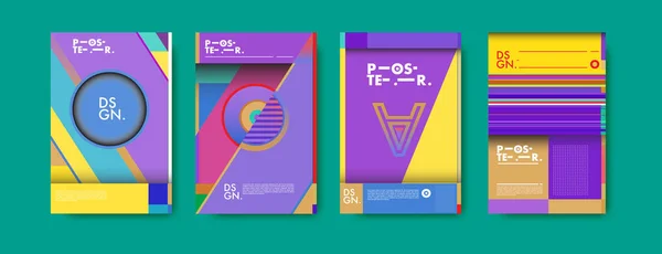 Buntes Geometrisches Plakat Und Coverdesign Minimale Geometrische Musterverläufe Hintergründe — Stockvektor