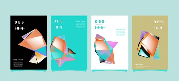 Poster Géométrique Coloré Design Couverture Gradients Géométriques Minimaux Arrière Plans — Image vectorielle