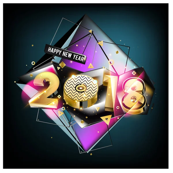 New Year 2018 Kleurrijk Ontwerp — Stockvector