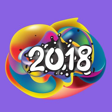 2018 mutlu yeni yıl tatil tebrik kartı sıvı renkli arka plan üzerinde