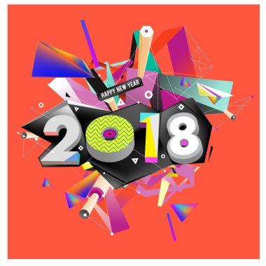 Yeni yıl 2018. Renkli tasarım.