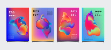 Renkli soyut sıvı ve sıvı poster ve kapak tasarımı. En az geometrik desen degradeler arka planlar