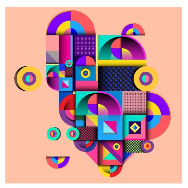 Modaya uygun curvy geometrik memphis öğeleri renkli bir tasarım. Retro 90s doku, desen ve öğeleri tarzı. Modern soyut kültür arka plan tasarımı ve kapak şablonu.