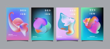 Renkli soyut sıvı ve sıvı poster ve kapak tasarımı. En az geometrik desen degradeler arka planlar