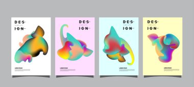 Renkli soyut sıvı ve sıvı poster ve kapak tasarımı. En az geometrik desen degradeler arka planlar