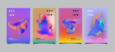 Renkli soyut sıvı ve sıvı poster ve kapak tasarımı. En az geometrik desen degradeler arka planlar