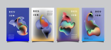 Renkli soyut sıvı ve sıvı poster ve kapak tasarımı. En az geometrik desen degradeler arka planlar