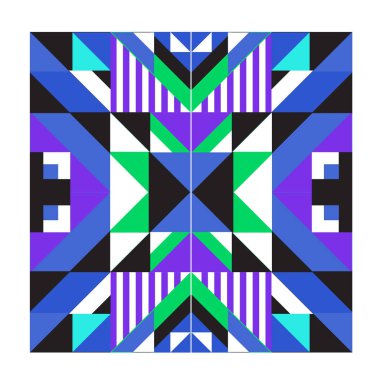 Trendy geometrik kaleydoskop öğeleri memphis tebrik kartları tasarımı. Retro tarzı doku, desen ve öğeleri. Modern soyut tasarım poster ve kapak şablonu