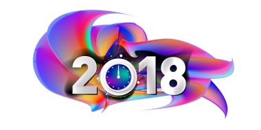 2018 yeni yıl renkli akrilik boya 3d tasarım öğesi sunumlar, el ilanları, broşürler, kartpostallar ve posterler için arka plan üzerinde. Vektör çizim