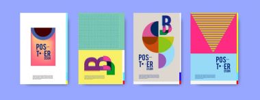 Renkli geometrik Tasarım poster ve kapak. En az geometrik desen degradeler arka planlar. 