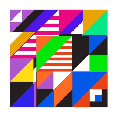 Trendy geometrik kaleydoskop öğeleri memphis tebrik kartları tasarımı. Retro tarzı doku, desen ve öğeleri. Modern soyut tasarım poster ve kapak şablonu