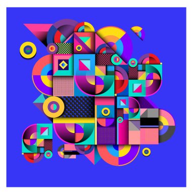 Modaya uygun curvy geometrik memphis öğeleri renkli bir tasarım. Retro 90s doku, desen ve öğeleri tarzı. Modern soyut kültür arka plan tasarımı ve kapak şablonu.