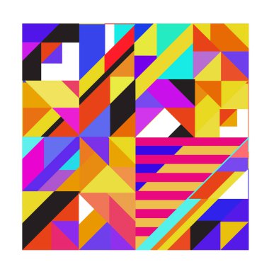 Trendy geometrik kaleydoskop öğeleri memphis tebrik kartları tasarımı. Retro tarzı doku, desen ve öğeleri. Modern soyut tasarım poster ve kapak şablonu