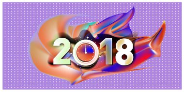 2018 yeni yıl renkli akrilik boya 3d tasarım öğesi sunumlar, el ilanları, broşürler, kartpostallar ve posterler için arka plan üzerinde. Vektör çizim