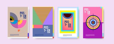 Minimalist vektör tasarım küme kapsıyor. Serin geometrik degradeler şekli. Fütüristik Poster şablonu.