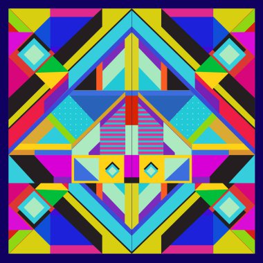 Trendy geometrik vektör çizim öğeleri ve soyut renkli dokular ile. Yaz tatil için poster, kart, broşür ve tanıtım şablon tasarlayın. Moda sanat baskı ve arka plan.