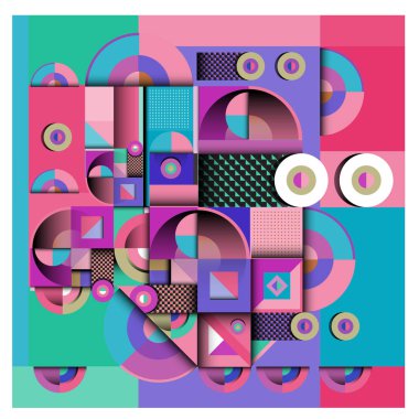 Modaya uygun curvy geometrik memphis öğeleri renkli bir tasarım. Retro 90s doku, desen ve öğeleri tarzı. Modern soyut kültür arka plan tasarımı ve kapak şablonu.