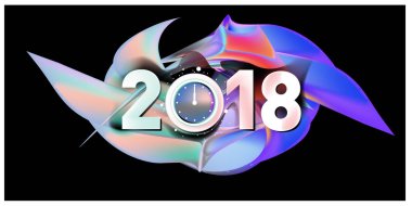 2018 yeni yıl renkli akrilik boya 3d tasarım öğesi sunumlar, el ilanları, broşürler, kartpostallar ve posterler için arka plan üzerinde. Vektör çizim