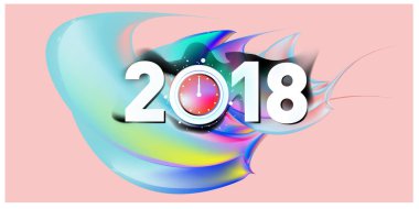 2018 yeni yıl renkli akrilik boya 3d tasarım öğesi sunumlar, el ilanları, broşürler, kartpostallar ve posterler için arka plan üzerinde. Vektör çizim