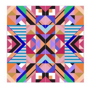 Trendy geometrik kaleydoskop öğeleri memphis tebrik kartları tasarımı. Retro tarzı doku, desen ve öğeleri. Modern soyut tasarım poster ve kapak şablonu