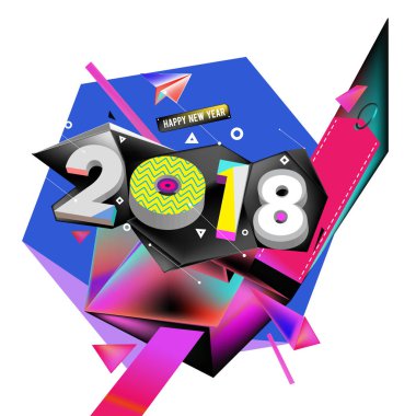 2018 yeni yıl renkli akrilik boya 3d tasarım öğesi sunumlar, el ilanları, broşürler, kartpostallar ve posterler için arka plan üzerinde. Vektör çizim