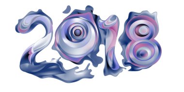 2018 yeni yıl renkli akrilik boya 3d tasarım öğesi sunumlar, el ilanları, broşürler, kartpostallar ve posterler için arka plan üzerinde. Vektör çizim