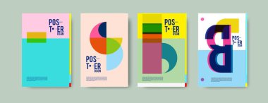 Renkli geometrik Tasarım poster ve kapak. En az geometrik desen degradeler arka planlar. 