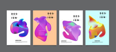 Renkli soyut sıvı ve sıvı poster ve kapak tasarımı. En az geometrik desen degradeler arka planlar