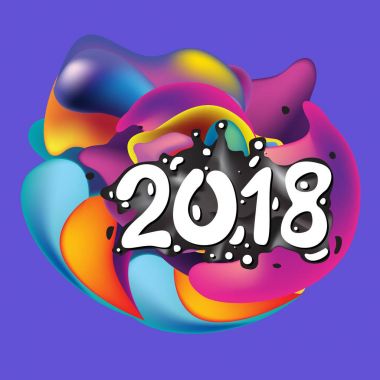2018 mutlu yeni yıl tatil tebrik kartı sıvı renkli arka plan üzerinde