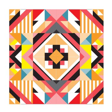 Trendy geometrik kaleydoskop öğeleri memphis tebrik kartları tasarımı. Retro tarzı doku, desen ve öğeleri. Modern soyut tasarım poster ve kapak şablonu