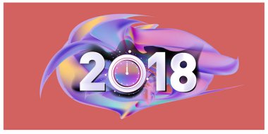 2018 yeni yıl renkli akrilik boya 3d tasarım öğesi sunumlar, el ilanları, broşürler, kartpostallar ve posterler için arka plan üzerinde. Vektör çizim