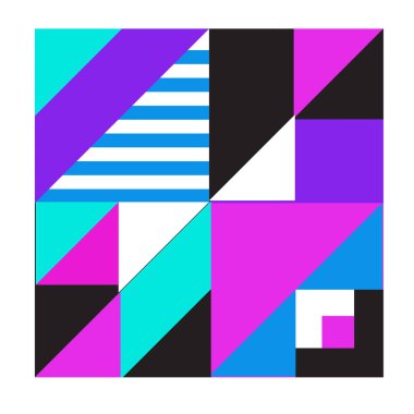 Trendy geometrik kaleydoskop öğeleri memphis tebrik kartları tasarımı. Retro tarzı doku, desen ve öğeleri. Modern soyut tasarım poster ve kapak şablonu