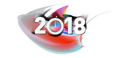 2018 yeni yıl renkli akrilik boya 3d tasarım öğesi sunumlar, el ilanları, broşürler, kartpostallar ve posterler için arka plan üzerinde. Vektör çizim