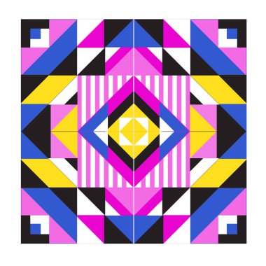 Trendy geometrik kaleydoskop öğeleri memphis tebrik kartları tasarımı. Retro tarzı doku, desen ve öğeleri. Modern soyut tasarım poster ve kapak şablonu