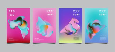 Renkli soyut sıvı ve sıvı poster ve kapak tasarımı. En az geometrik desen degradeler arka planlar