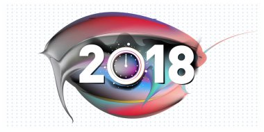 2018 yeni yıl renkli akrilik boya 3d tasarım öğesi sunumlar, el ilanları, broşürler, kartpostallar ve posterler için arka plan üzerinde. Vektör çizim